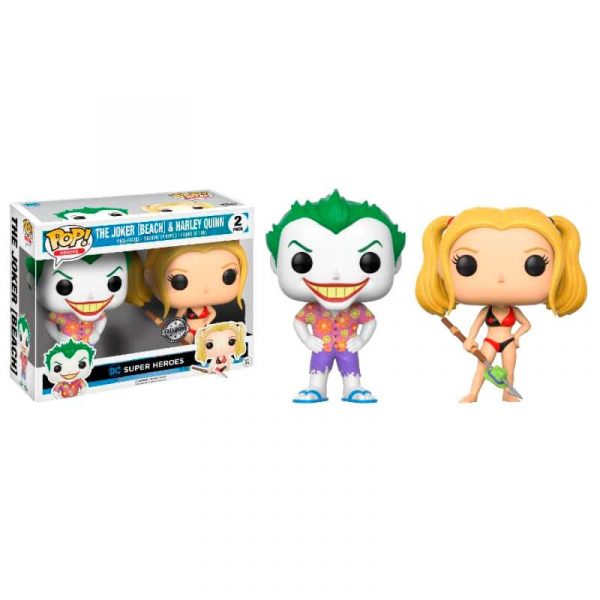 Set 2 figuras POP DC Comics Beach Joker & Harley Exclusive